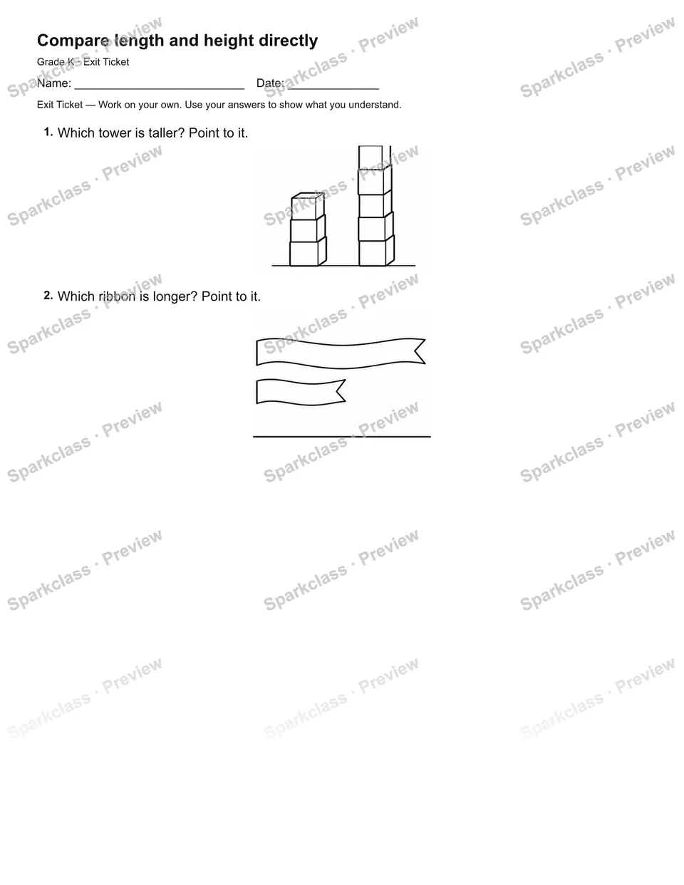 Compare length and height directly — Exit Ticket — page 2