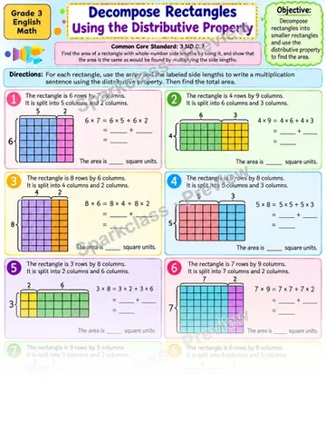 Distributive Property Area 01 — Grade 3 worksheet preview