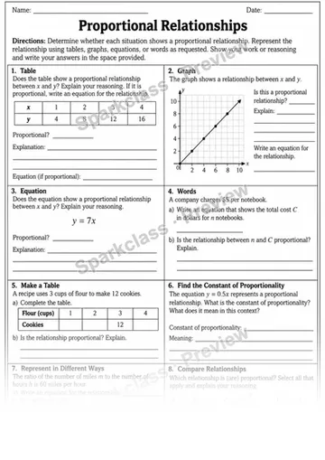 7.RP.A.2 · Recognize and represent proportional relationships — Grade 7 worksheet preview