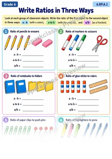 Ratio Notation — Grade 6 worksheet preview