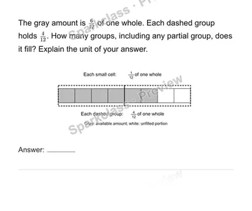 Interpret fractional groups and remainders — Grade 6 problem preview