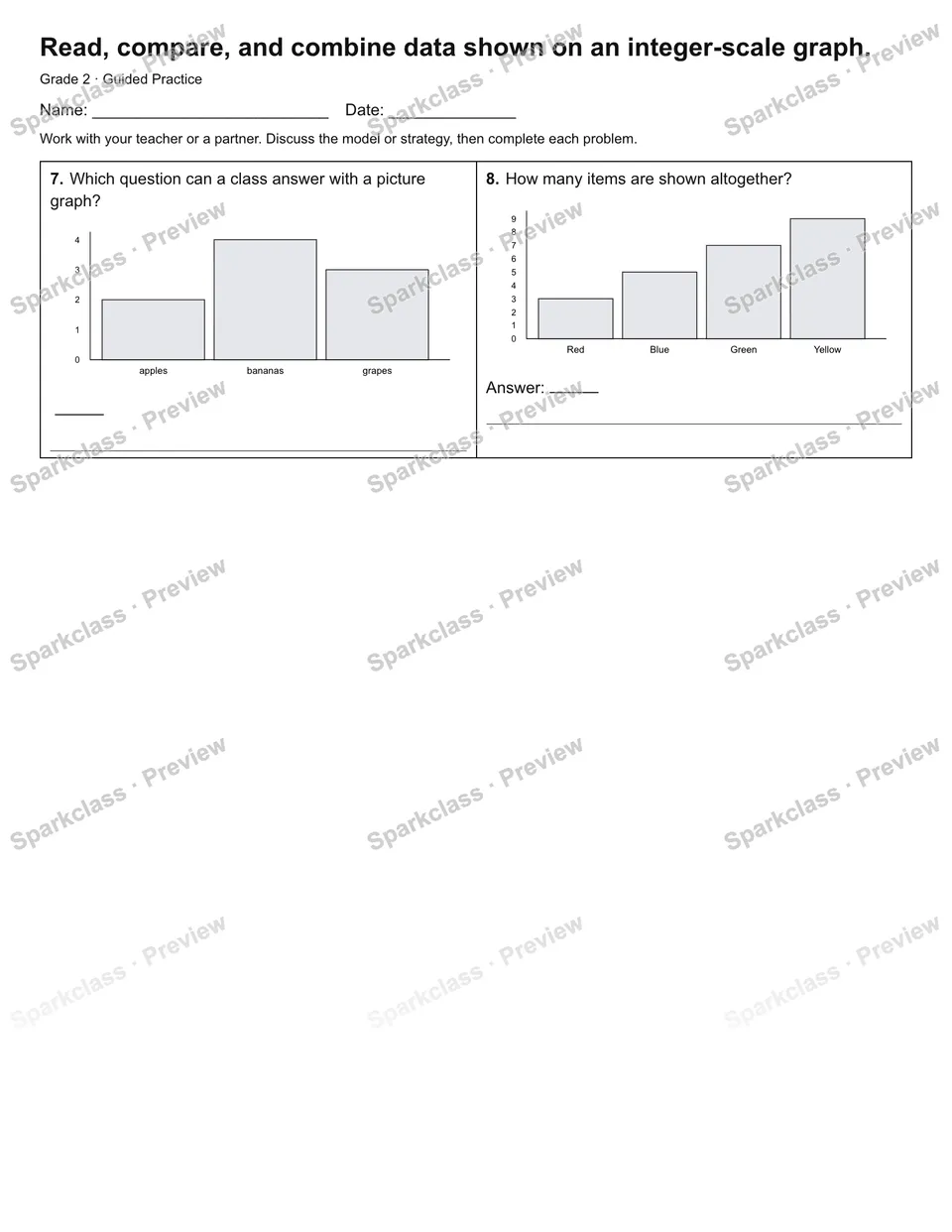 Read, compare, and combine data shown on an integer-scale graph. — Guided Practice — page 2