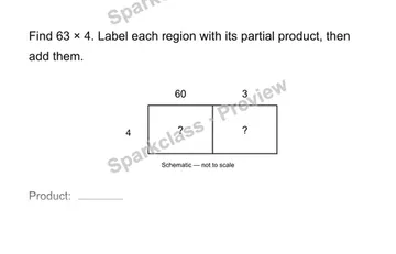Area and partial products — Grade 4 problem preview