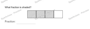 What fraction is shaded? Fraction: — Grade 5 problem preview