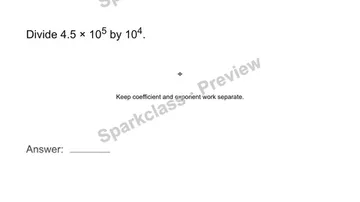 Divide in scientific notation — Grade 8 problem preview