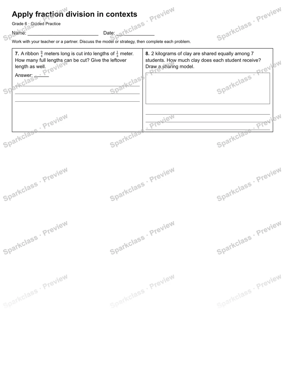 Apply fraction division in contexts — Guided Practice — page 2