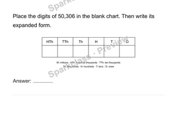 Fill the chart — Grade 4 problem preview