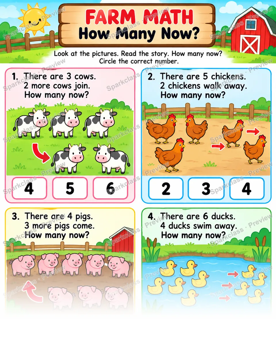 Basic Farm Story Problems — page 1