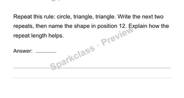 Generate a repeating shape pattern — Grade 4 problem preview