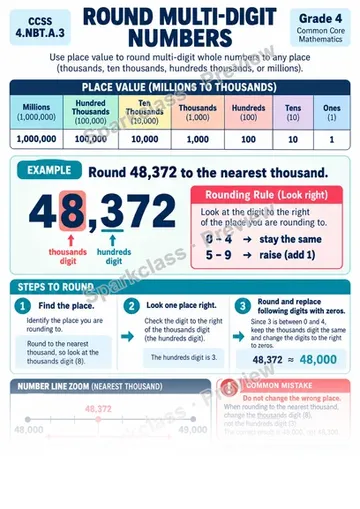 Knowledge Guide · Round Multi-Digit Numbers — Grade 4 worksheet preview