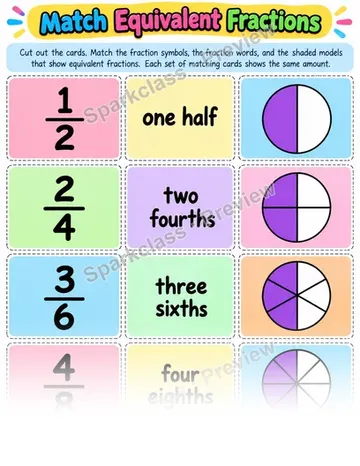 Equivalent Fraction Matching — Grade 3 worksheet preview