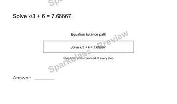 Solve an equation with fractions — Grade 8 problem preview