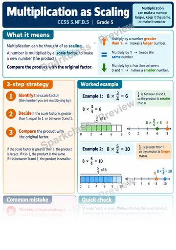 Knowledge Guide · Multiplication as Scaling — Grade 5 worksheet preview