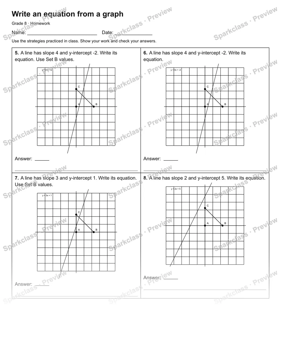 Write an equation from a graph — Homework — page 2