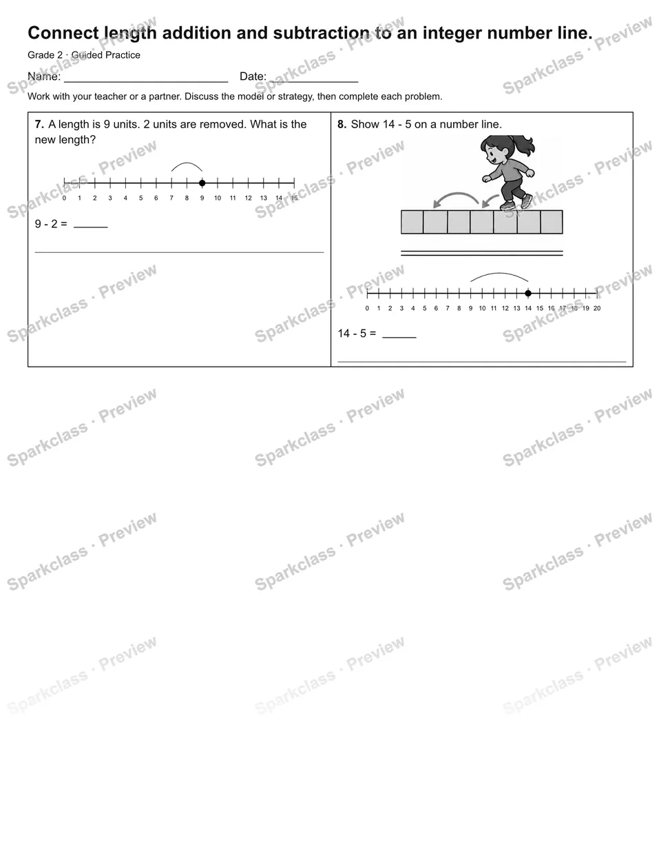 Connect length addition and subtraction to an integer number line. — Guided Practice — page 2