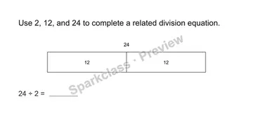 Complete the fact family — Grade 3 problem preview