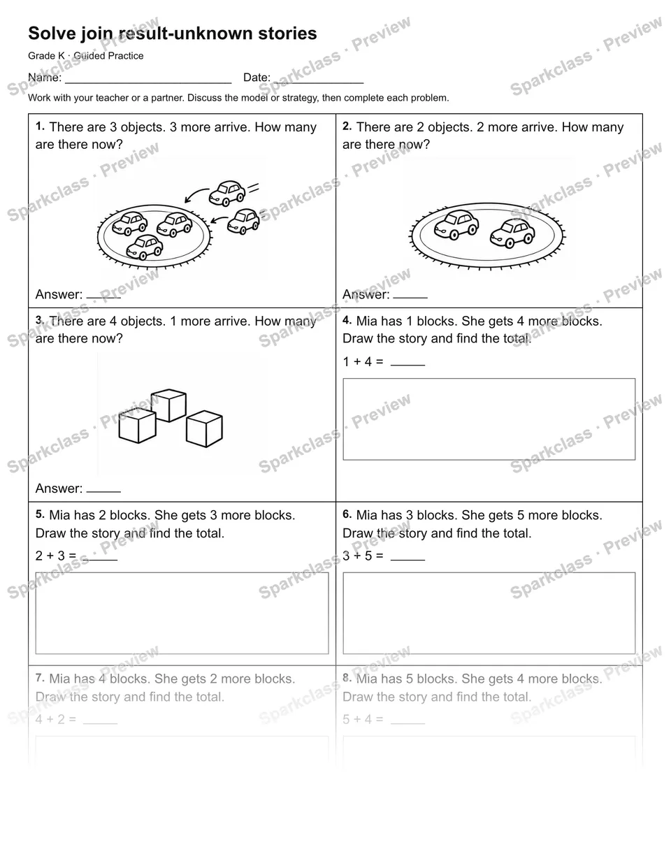 Solve join result-unknown stories — Guided Practice — page 1