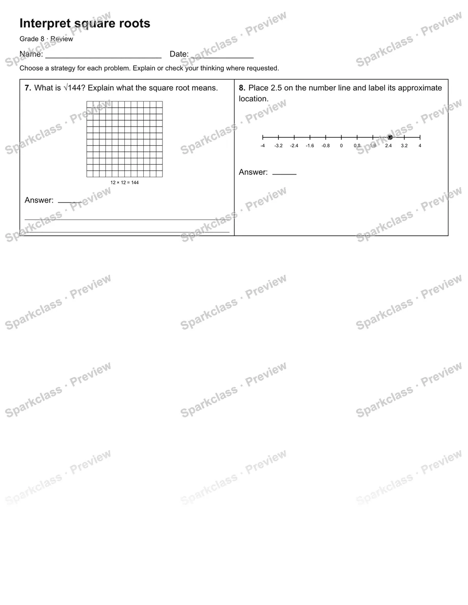 Interpret square roots — Review — page 2