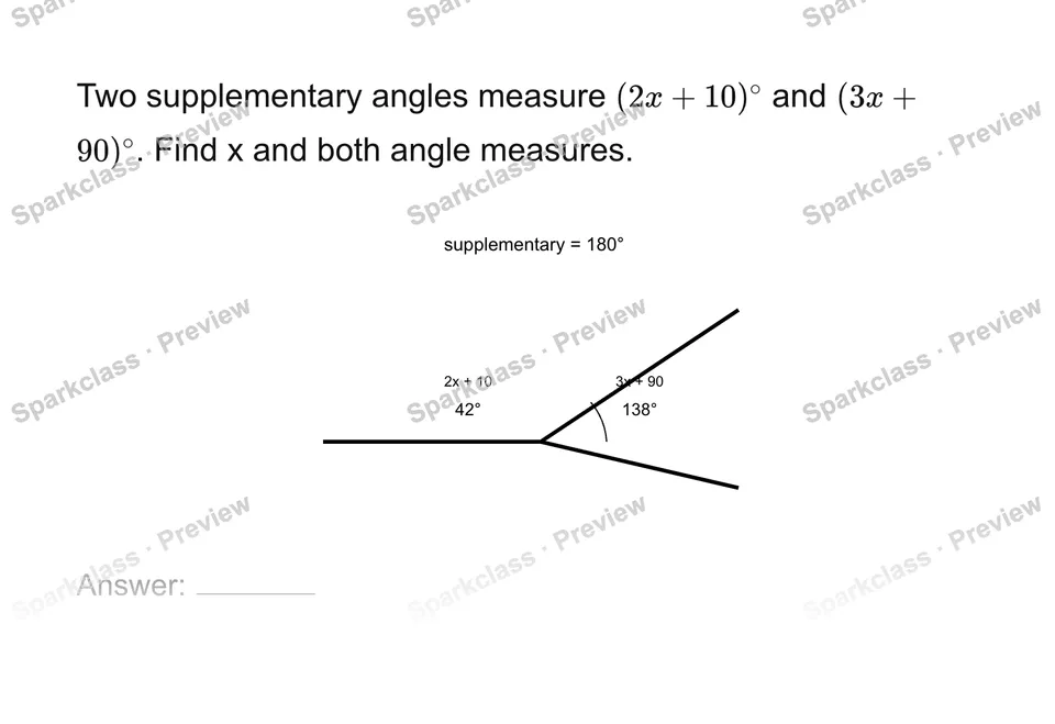 Solve an angle relationship — page 1