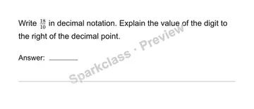 Write tenths as decimals — Grade 4 problem preview