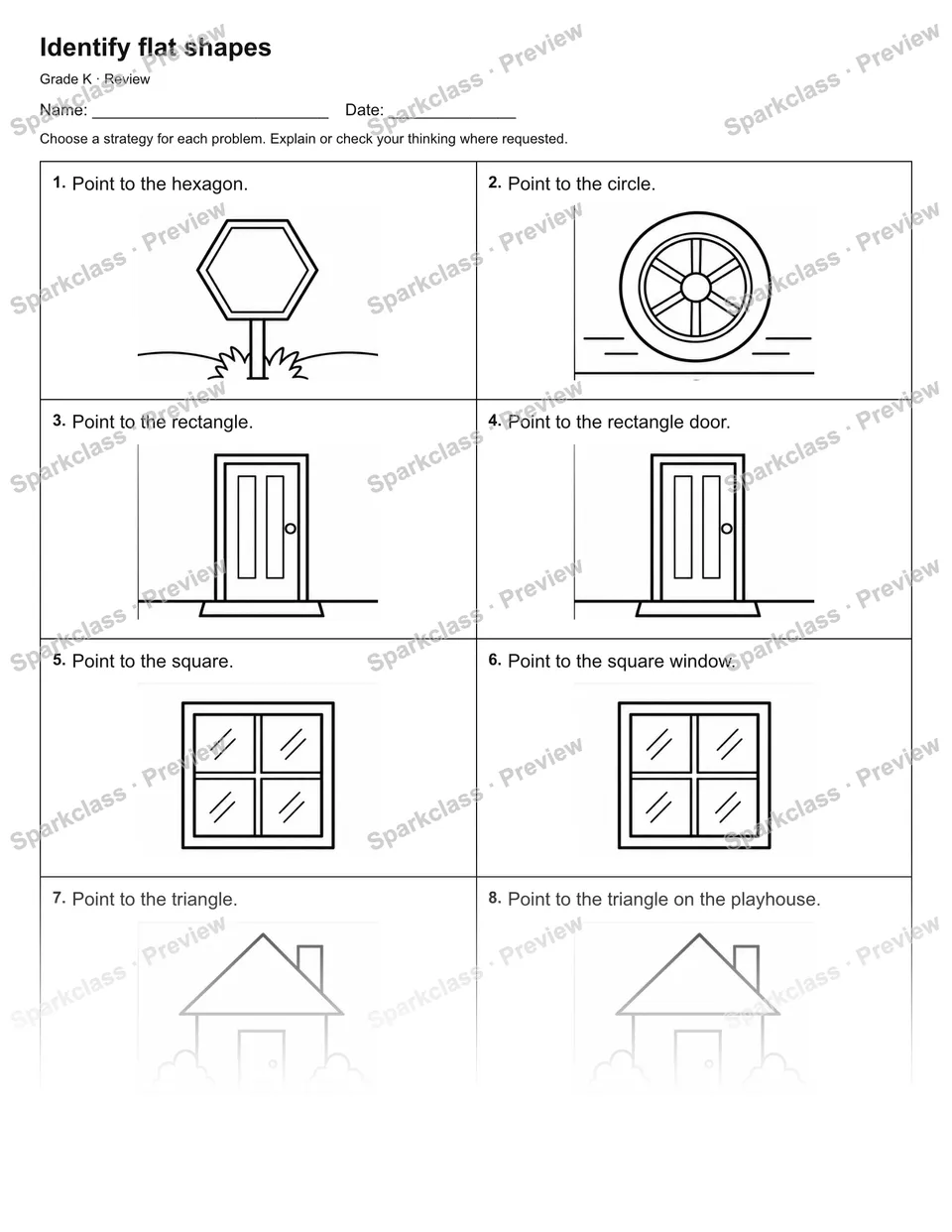 Identify flat shapes — Review — page 1