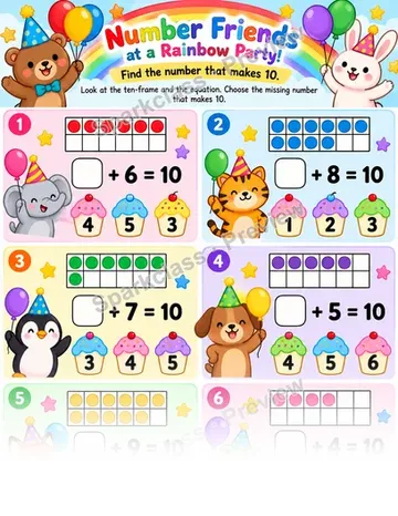 Number Friends · Make 10 — Kindergarten worksheet preview