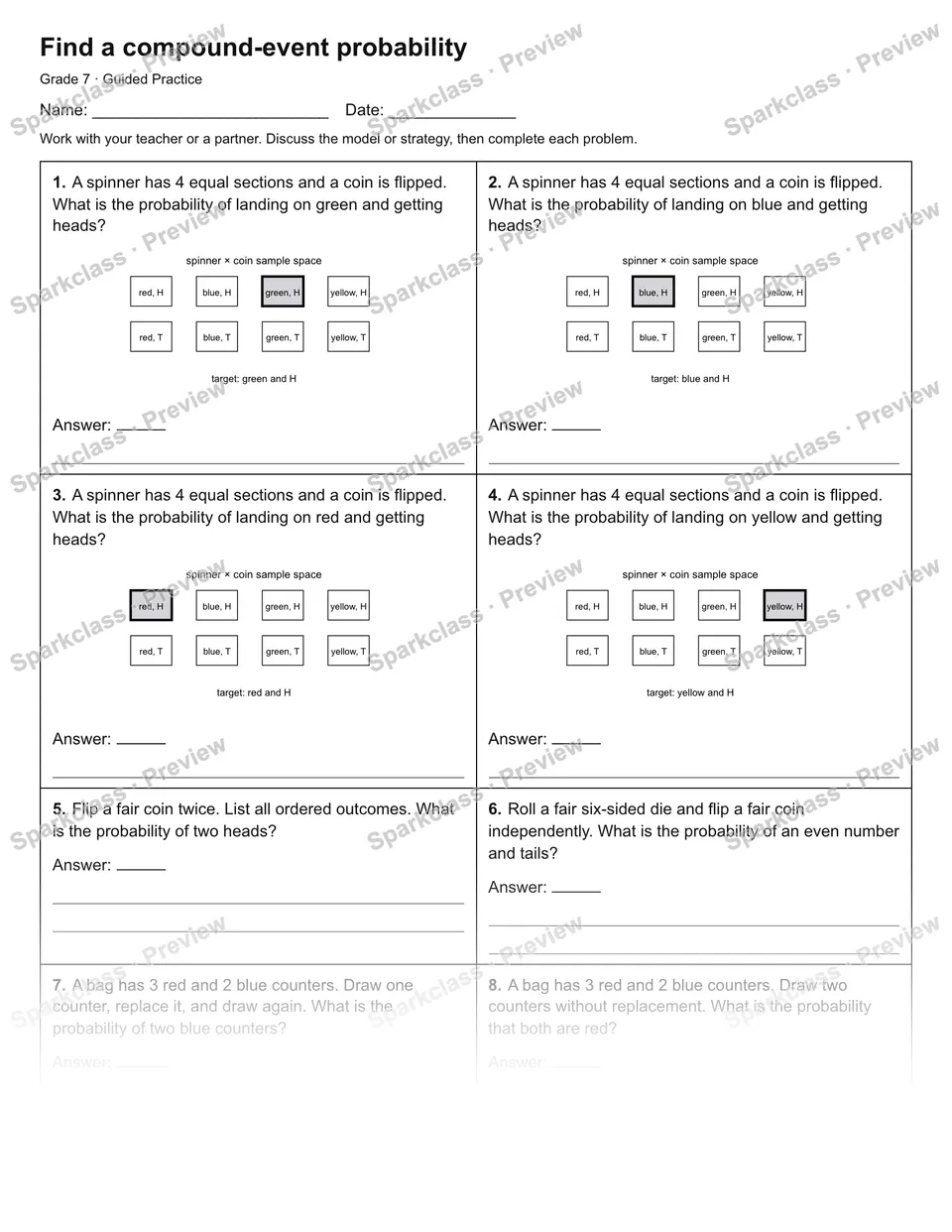 Find a compound-event probability — Guided Practice — page 1