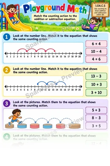 Counting Equation Match — Grade 1 worksheet preview
