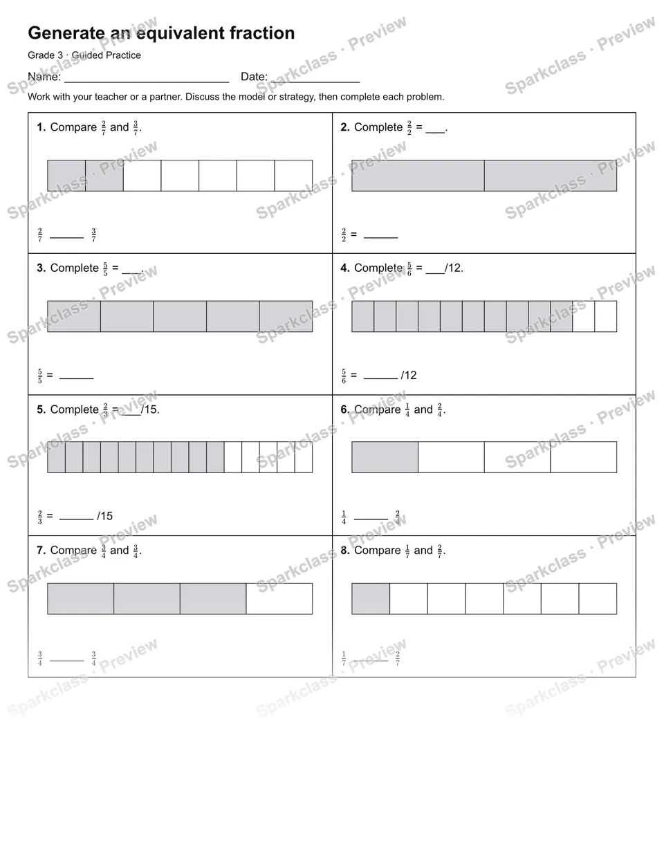 Generate an equivalent fraction — Guided Practice — page 1