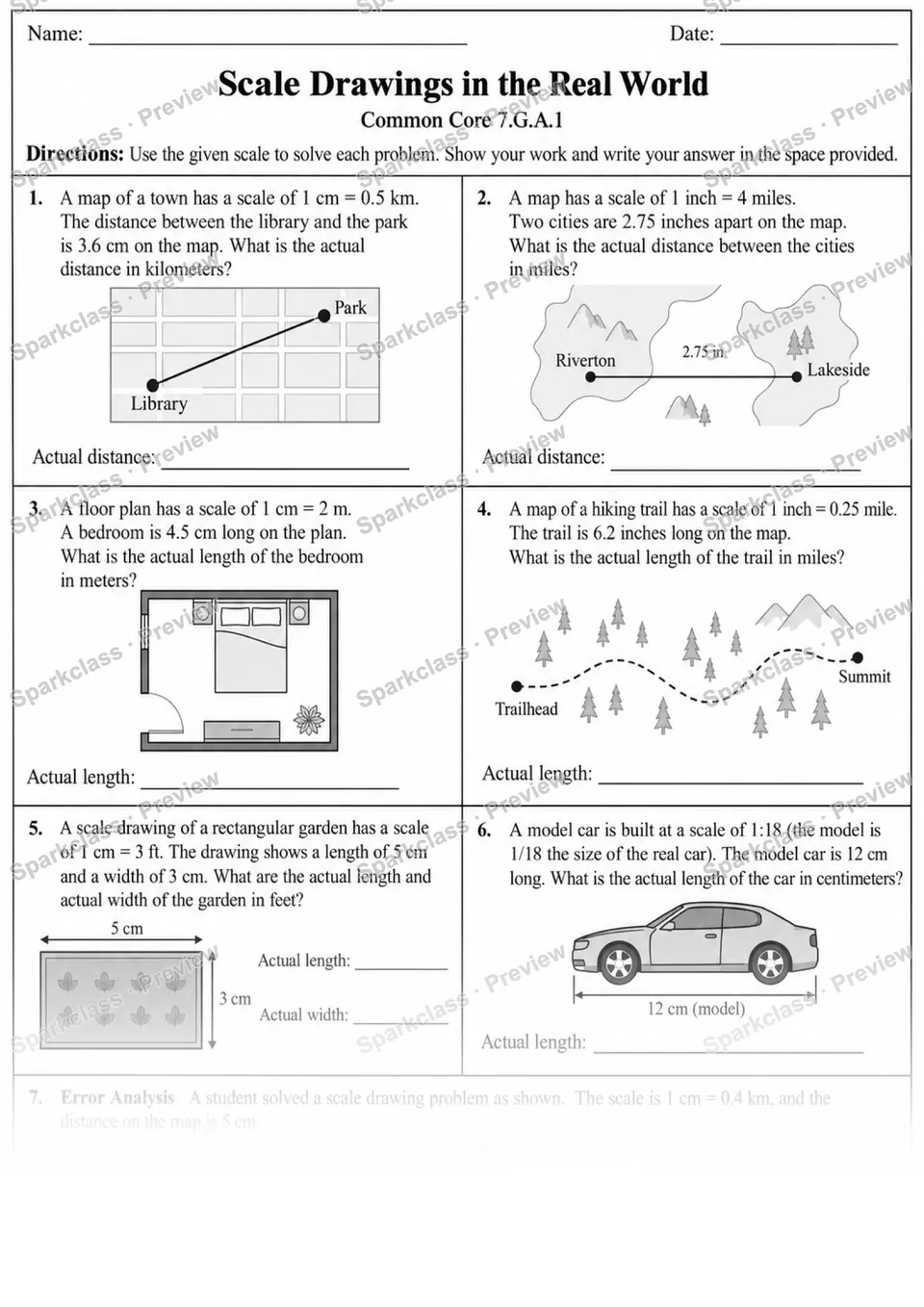 7.G.A.1 · 1 Scale Drawings Real World Independent 3 — page 1
