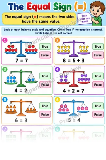 Equal Sign Balance — Grade 1 worksheet preview