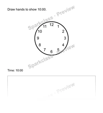 Draw the hands — Grade 1 problem preview