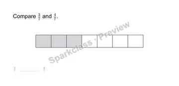 Compare same denominators — Grade 3 problem preview