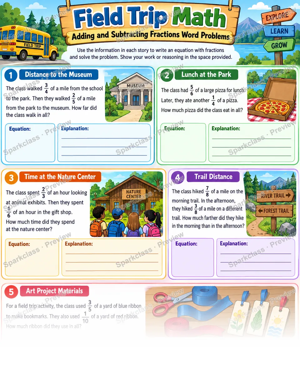 Fraction Word Problems · Field Trip — page 1