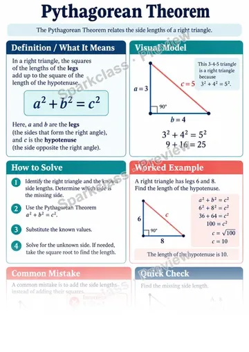 Knowledge Guide · Apply the Pythagorean theorem — Grade 8 worksheet preview