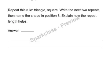 Generate a repeating shape pattern — Grade 4 problem preview