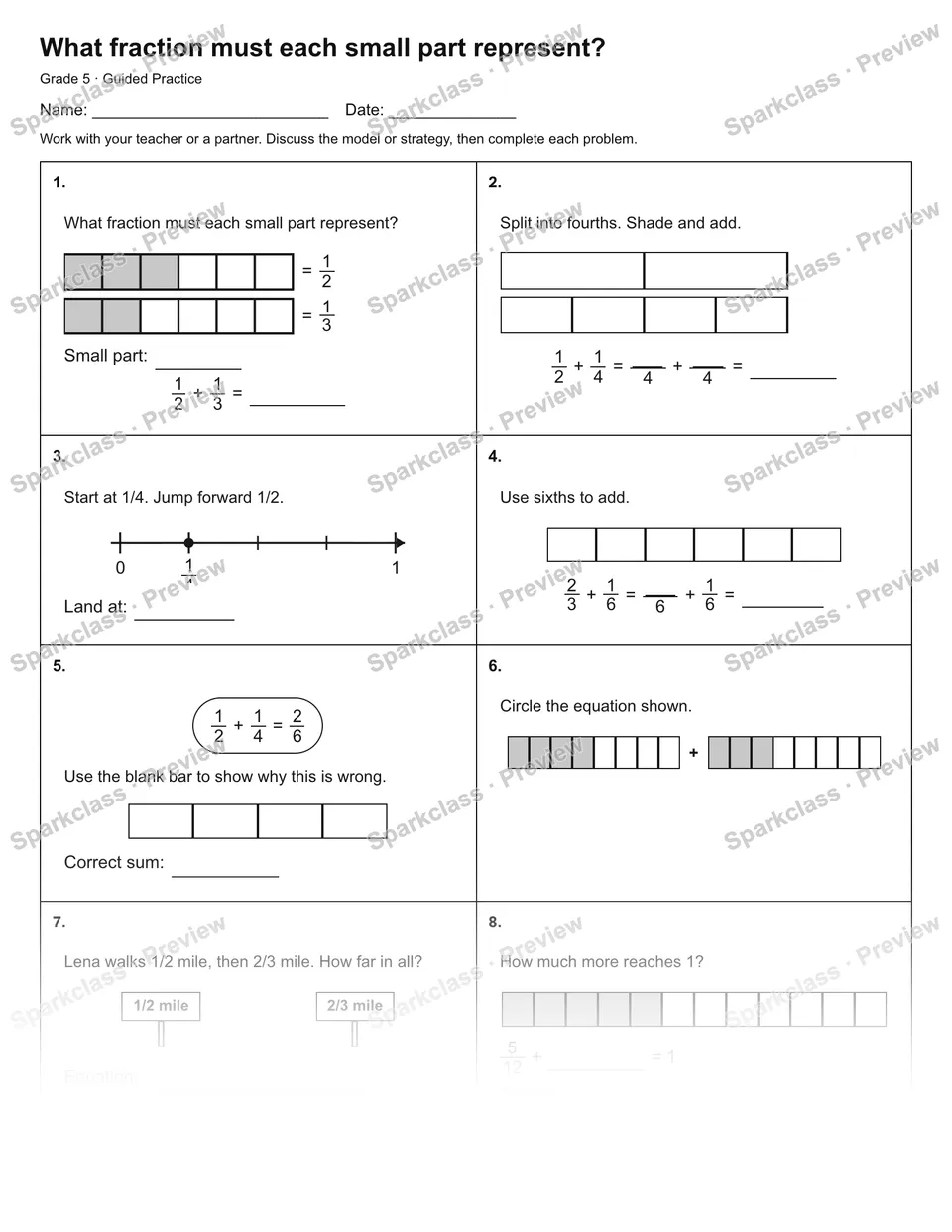 What fraction must each small part represent? — Guided Practice — page 1