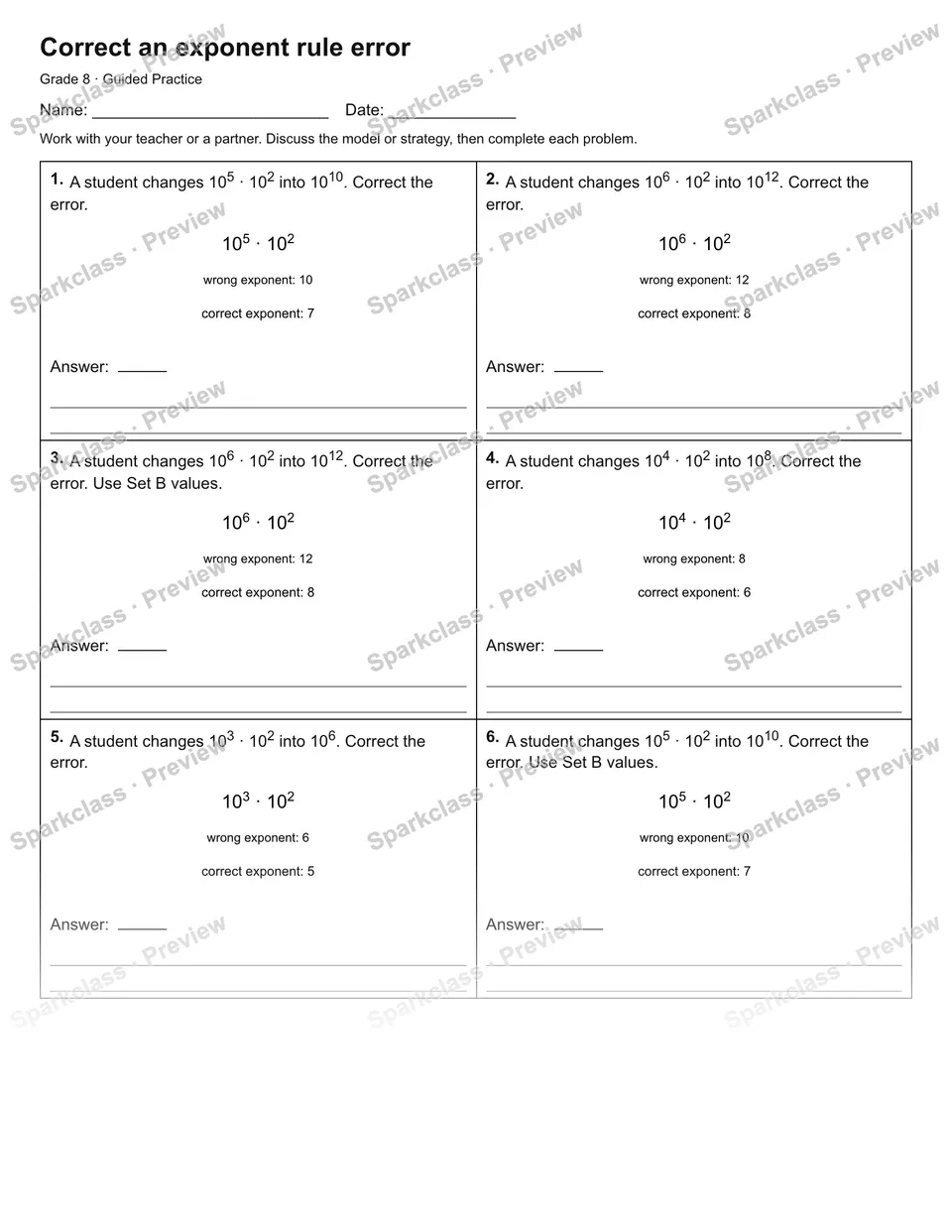 Correct an exponent rule error — Guided Practice — page 1