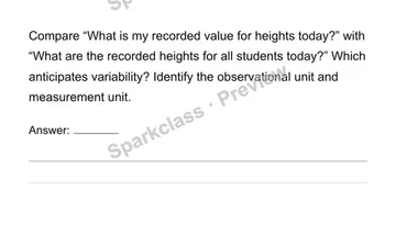 Recognize statistical questions, observations and units — Grade 6 problem preview