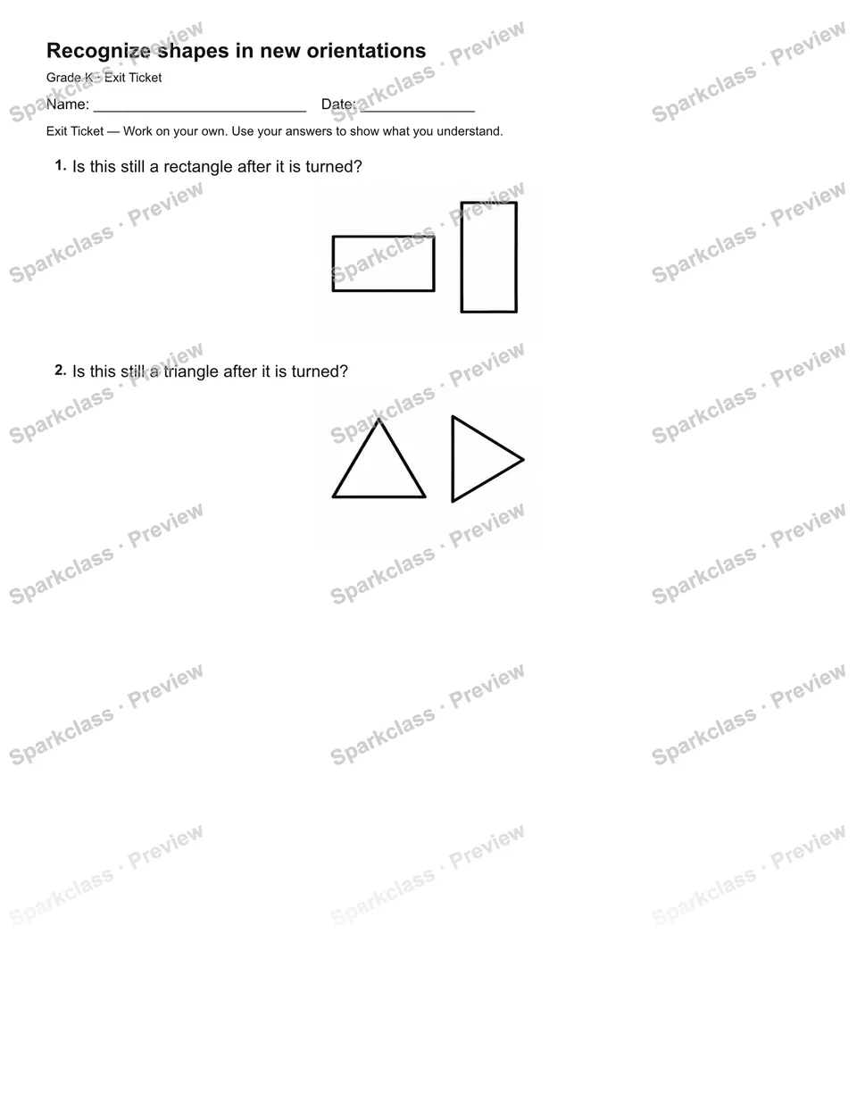 Recognize shapes in new orientations — Exit Ticket — page 1