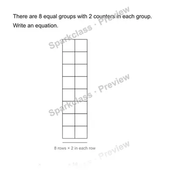 Write the multiplication equation — Grade 3 problem preview