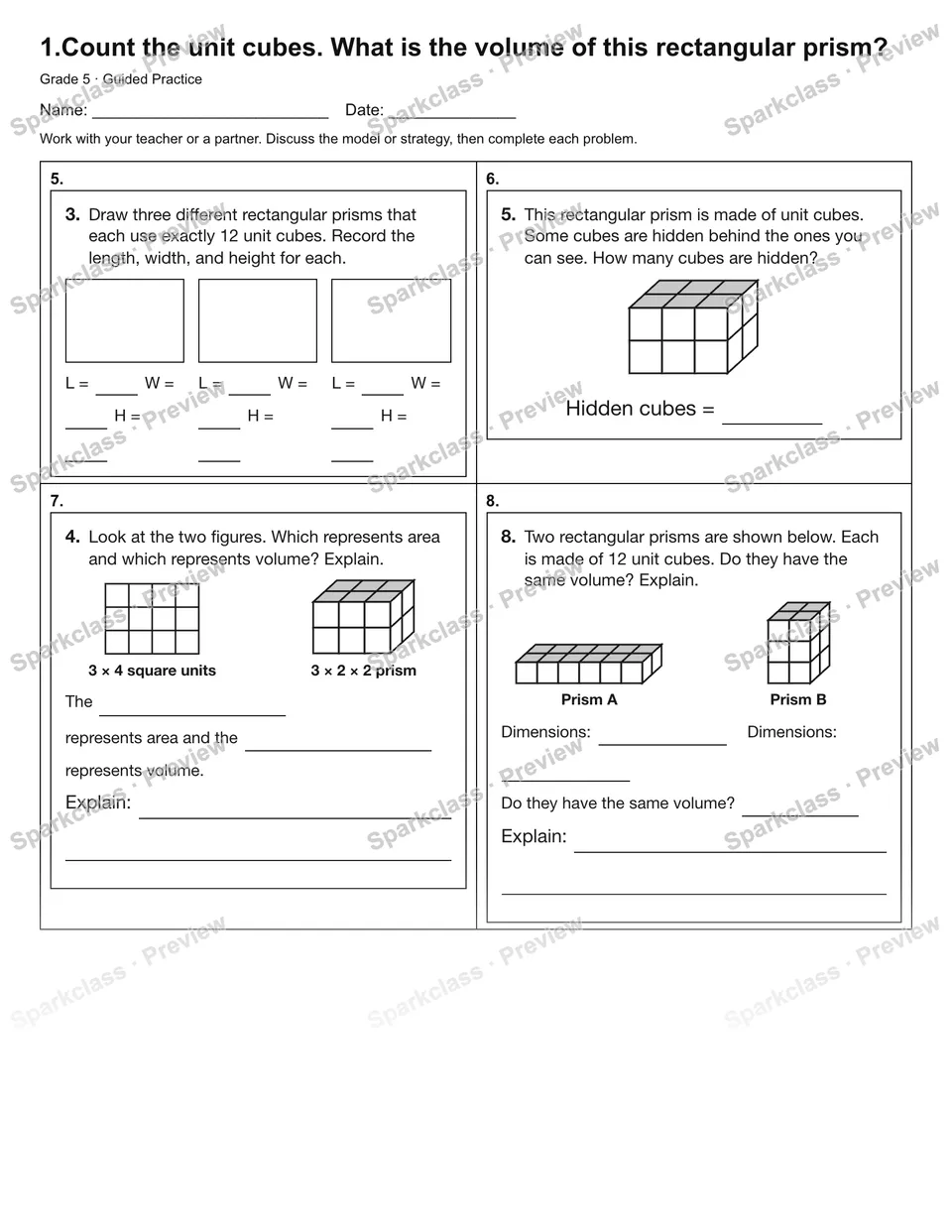 1.Count the unit cubes. What is the volume of this rectangular prism? — Guided Practice — page 2