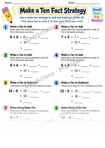 2.OA.B.2 · Make Ten Fluency — Grade 2 worksheet preview