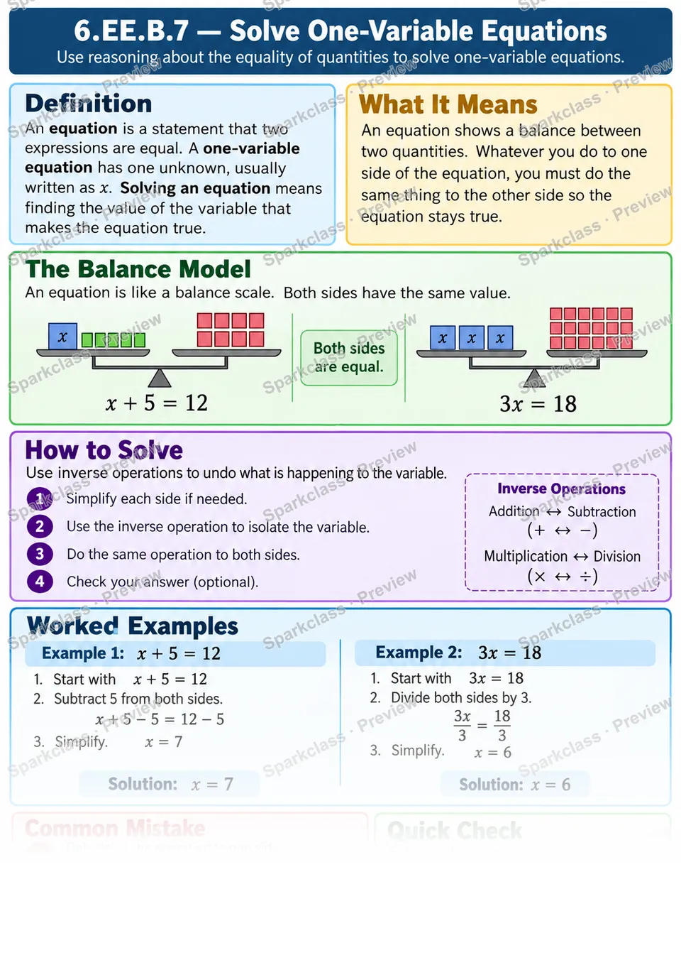 Knowledge Guide · Solve equations of the form x + p = q, px = q — page 1