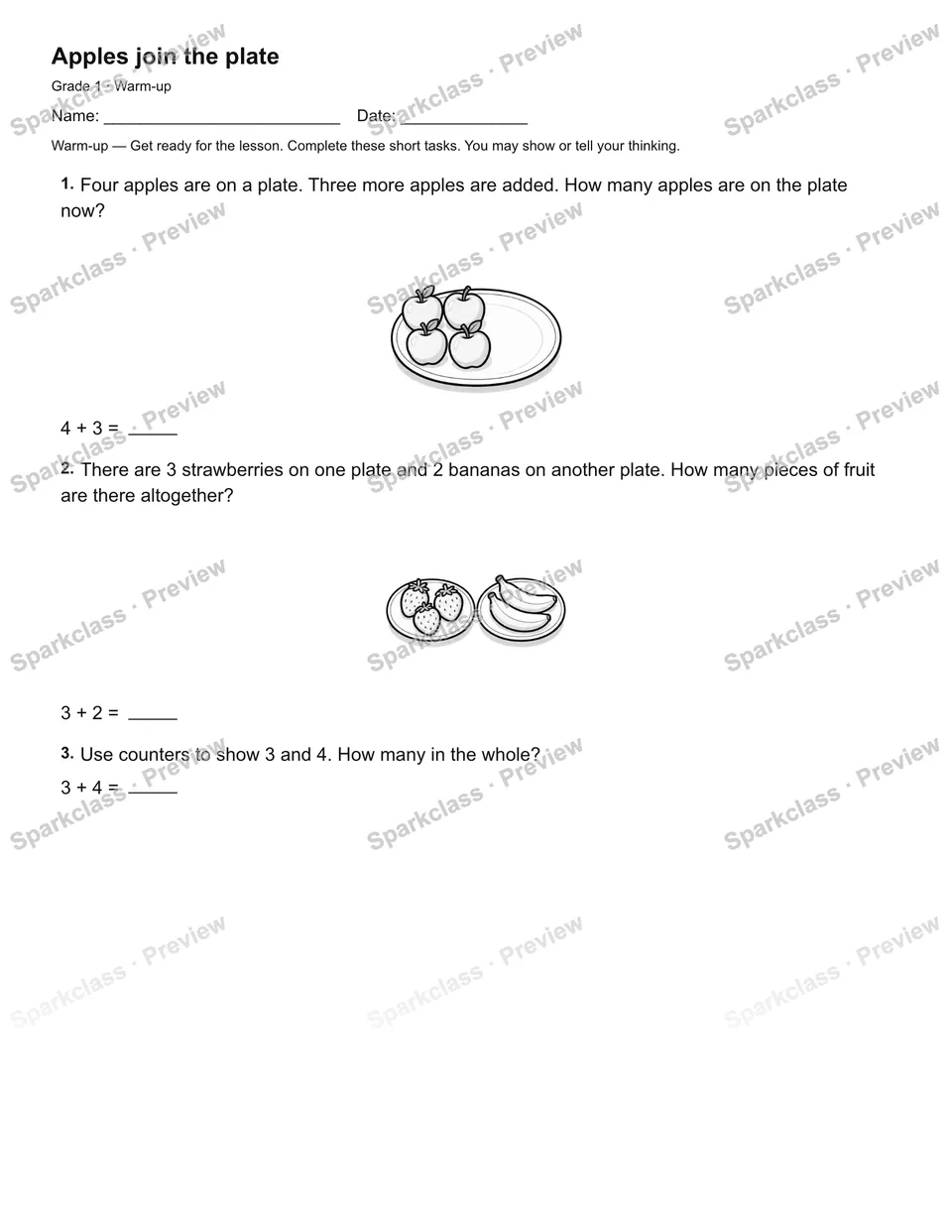 Apples join the plate — Warm-up — page 2