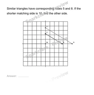 Find a missing side in similar figures — Grade 8 problem preview
