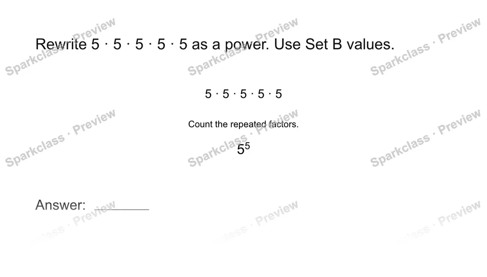 Rewrite repeated multiplication — page 1