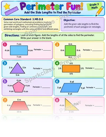 Perimeter Side Lengths 01 — Grade 3 worksheet preview