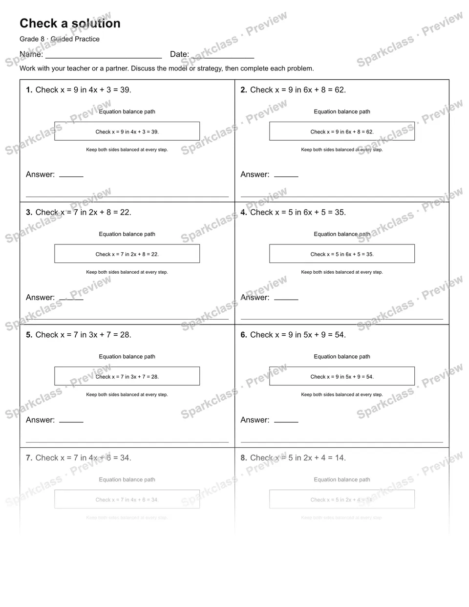 Check a solution — Guided Practice — page 1