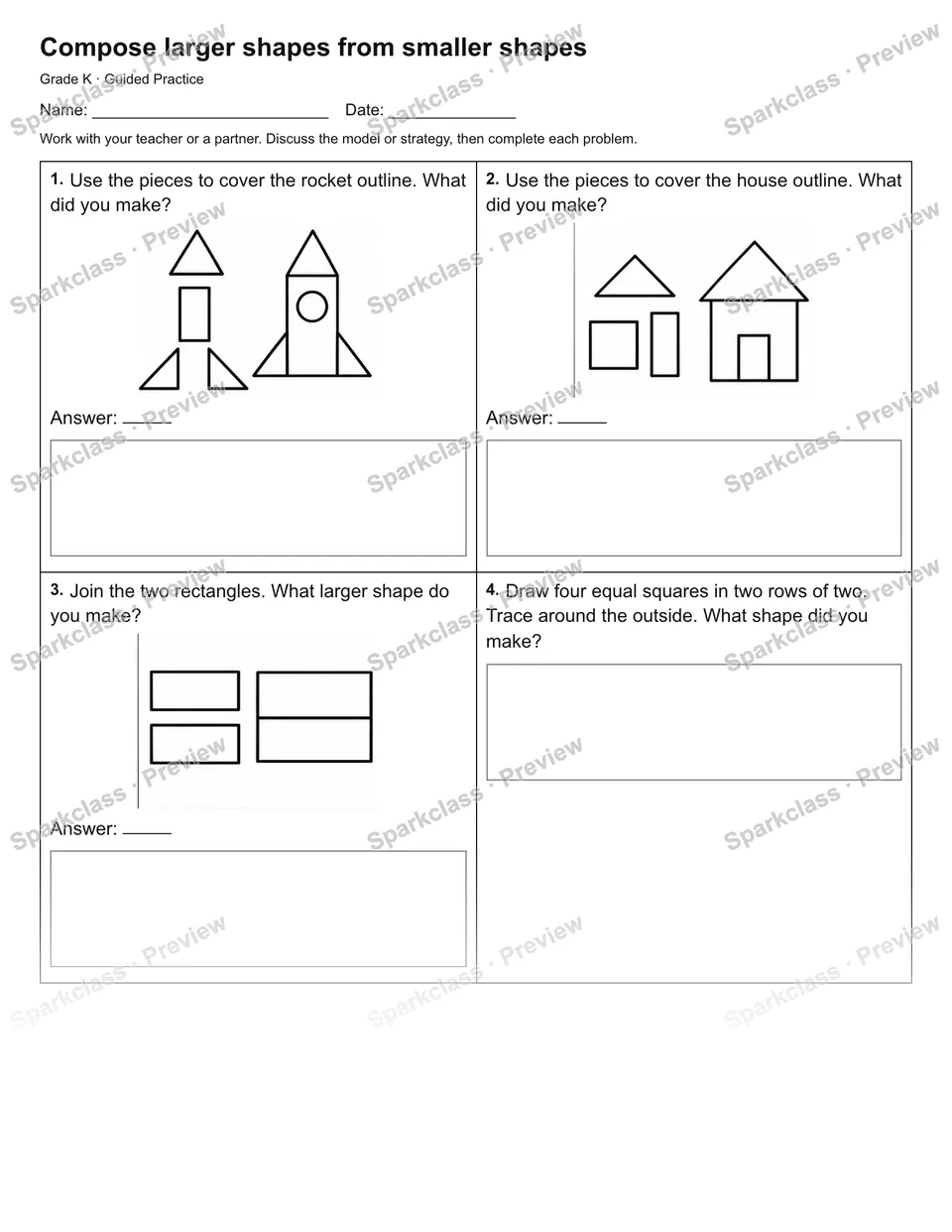 Compose larger shapes from smaller shapes — Guided Practice — page 1